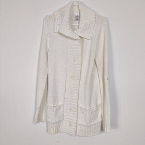 Vintage Old Navy Women's Perfect Fit Vintage Cardigan Size L White Knit Wool